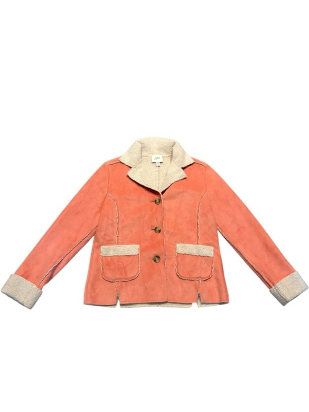 J. Jill peachy pink microfiber button up jacket xxs suede like